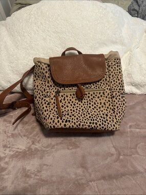 Universal Thread Leopard Print Backpack with Brown Trim